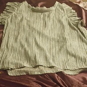 Nicole Miller New YorkPleated Short Sleeve Women's Top - Sage Green